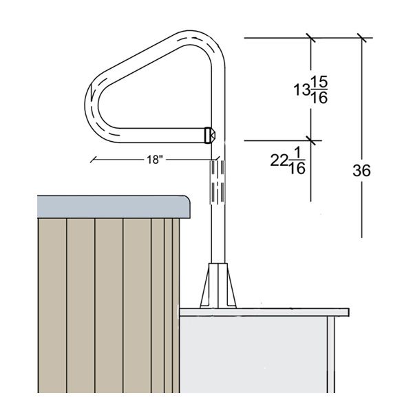36" Deck Mount SpaEase Access Rail - Black